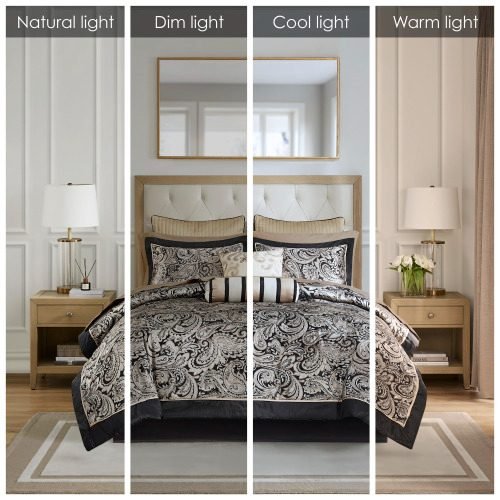 12 Piece Comforter Set With Cotton Bed Sheets Black King thumbnail 3
