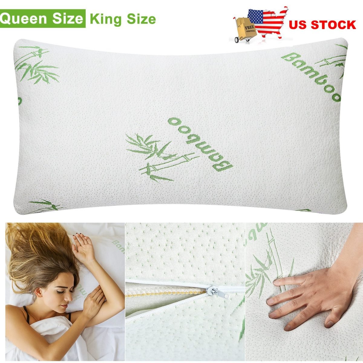 Bamboo Memory Foam Pillow With Washable Pillowcase thumbnail 3
