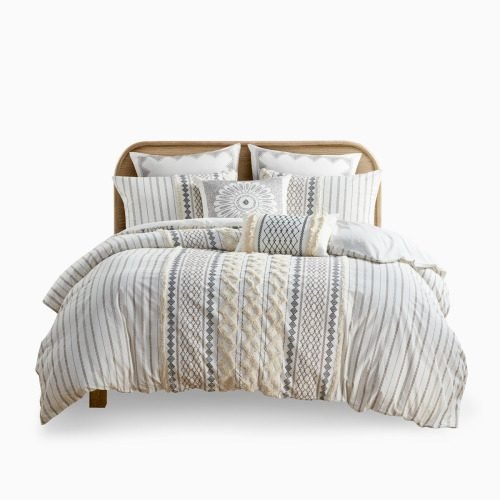 Full Queen Cotton Printed Duvet Cover Set With Chenille thumbnail 2