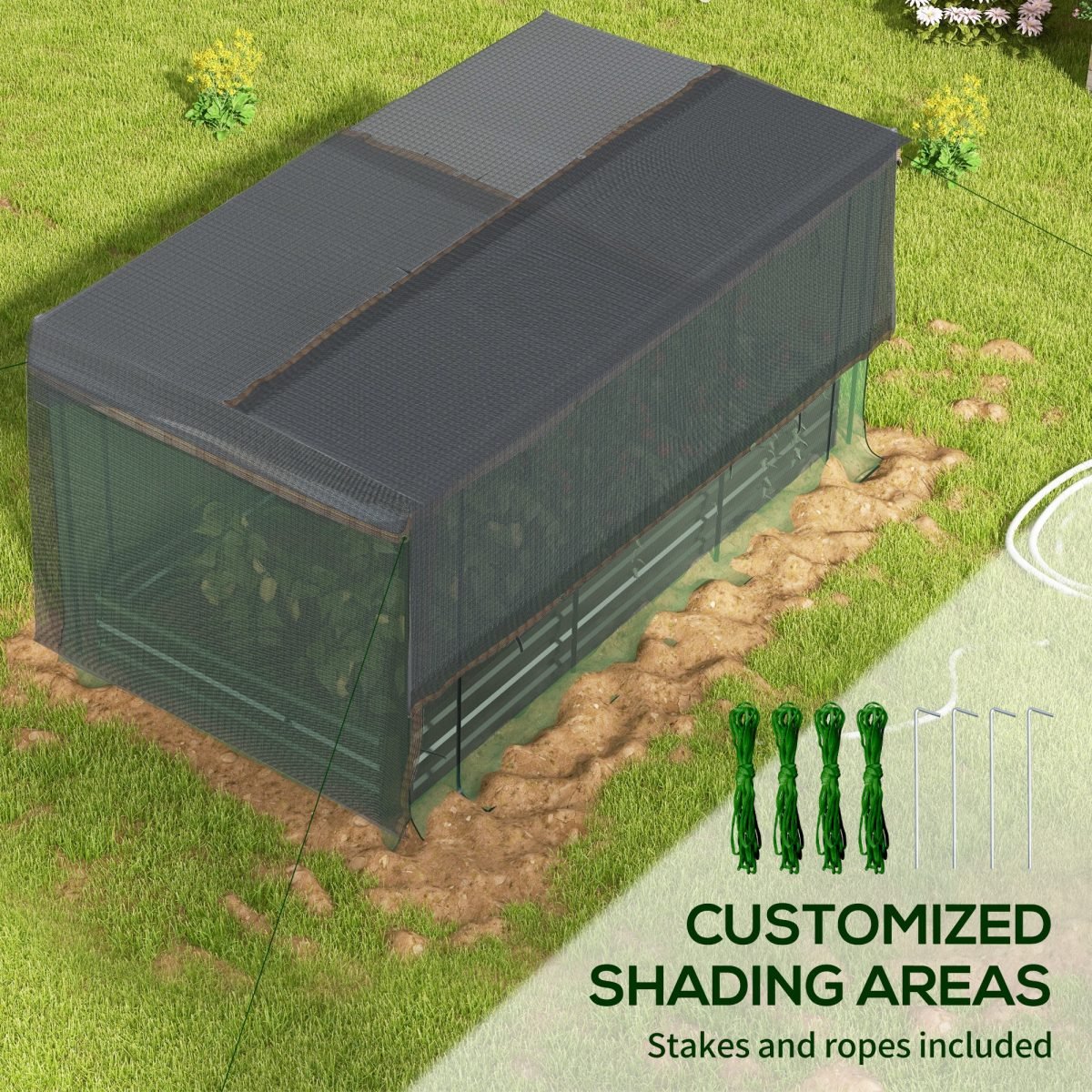 Galvanized Steel Planter Box With Crop Cage And Shade Cloth, Raised Garden Bed For Flowers, Veggies And Herbs, Gray thumbnail 2