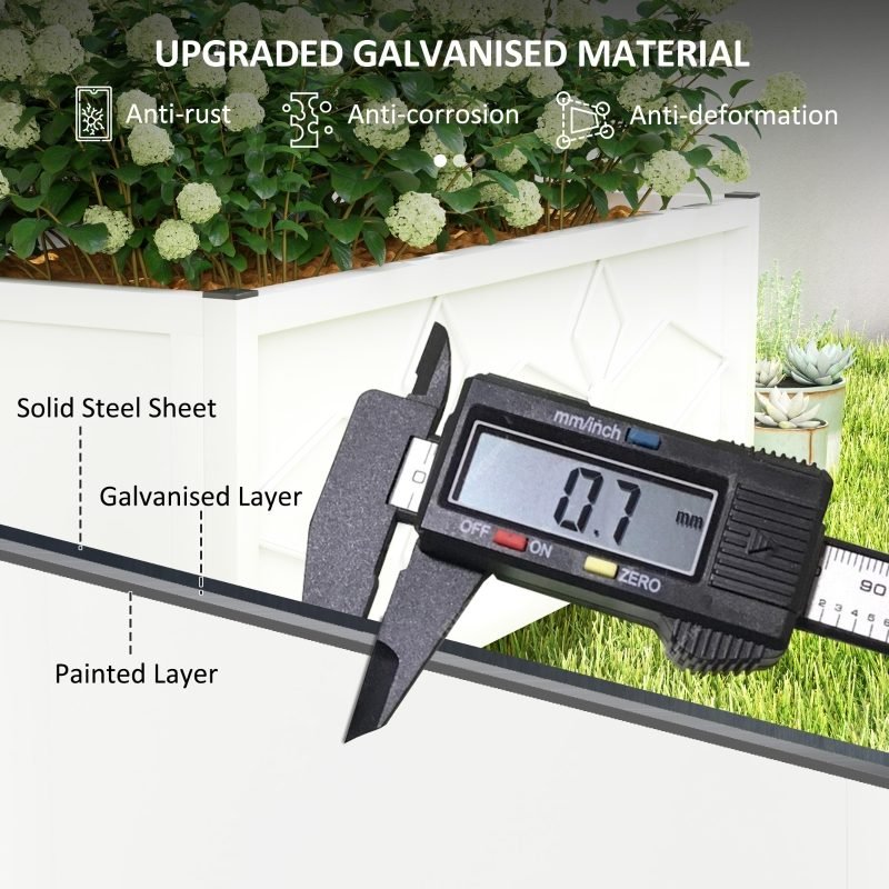 Outdoor Planter Box Galvanized Raised Garden Bed With Trellis For Climbing Vines thumbnail 3