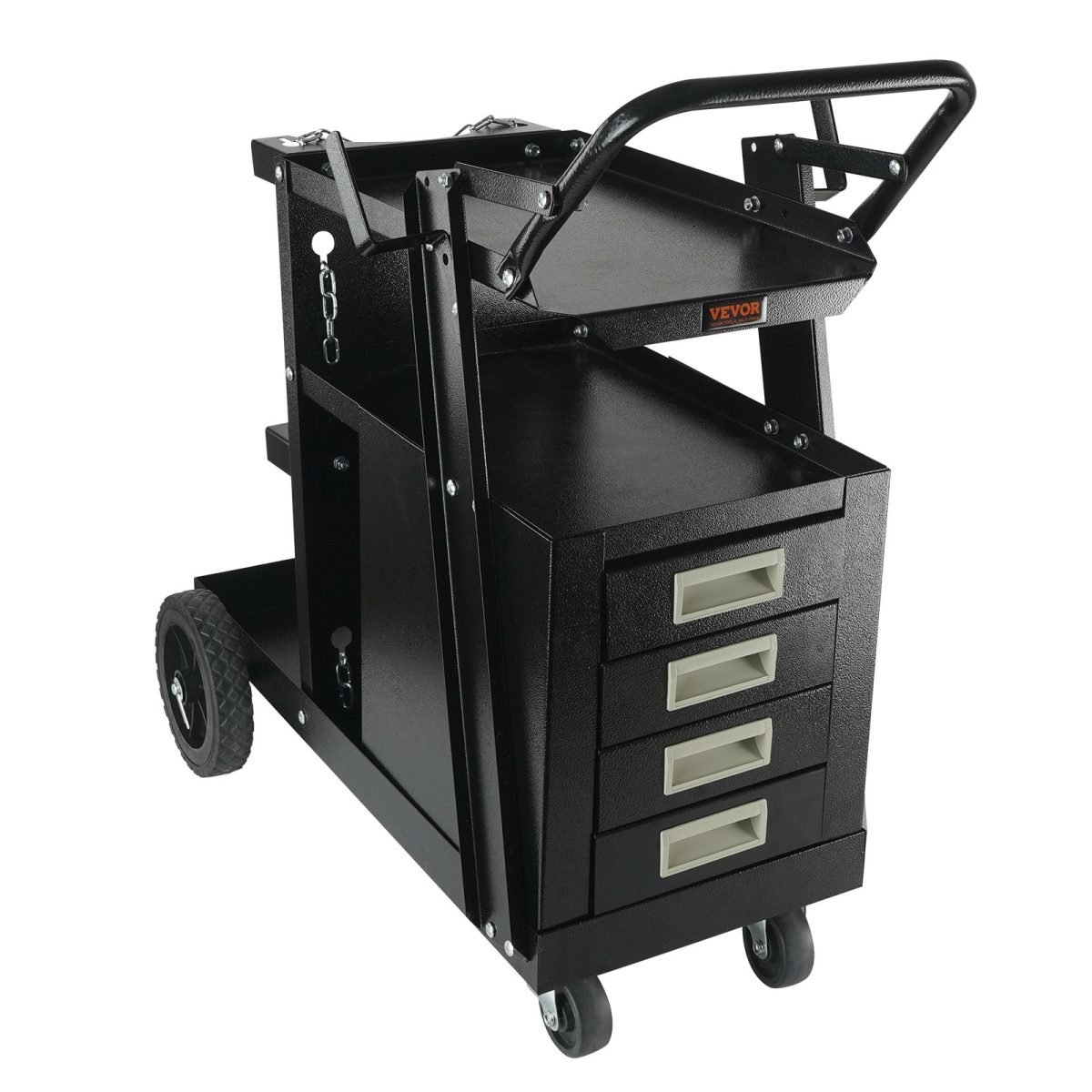 Welding Cart, 2Tier 4 Drawers Welder Cart With 265 LBS Weight Capacity, Swivel Wheels, Tank Storage Safety Chains, Heavy Duty Rolling MIG Welder Cart For Mig Welder And Plasma Cutter thumbnail 4