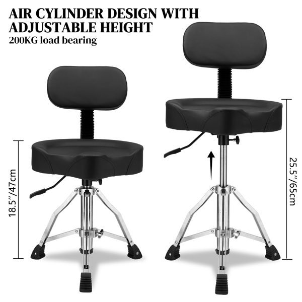 Adjustable Black Drum Stool With Hydraulic Function By Shoulder Strap thumbnail 2