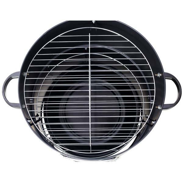 17 Inch Steel Charcoal Smoker, Heavy Duty Round Grill For Outdoor Cooking, Black thumbnail 2