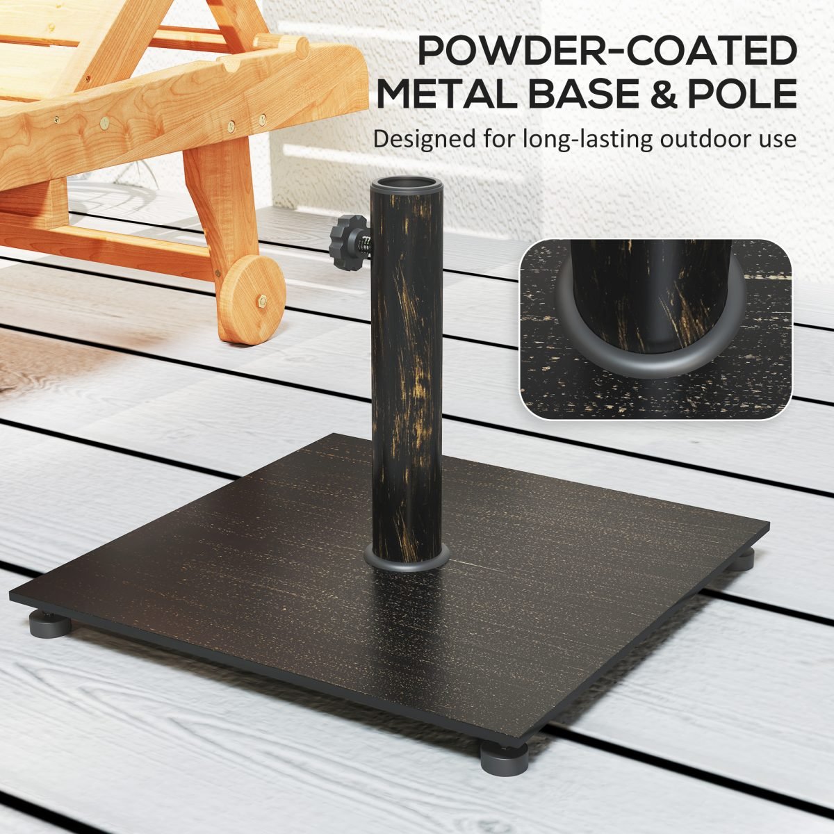 Square Patio Umbrella Base, 29 Lbs Metal Umbrella Stand Base With Adjustable Foot Pads, Heavy Duty Patio Umbrella Holder For 1.51.9 Umbrella Poles For Outdoor, Lawn, Poolside, Bronze thumbnail 4