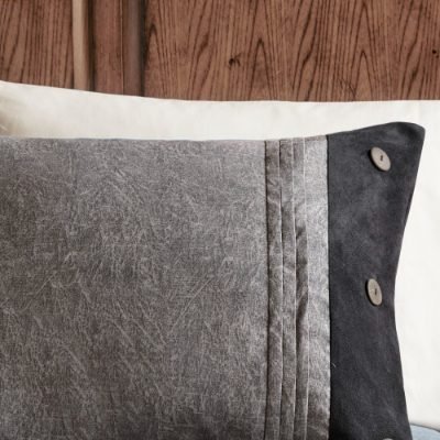 7 Piece Faux Suede Comforter Set - Grey-Queen thumbnail 3