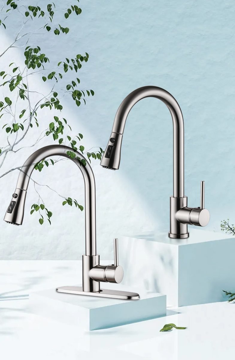 Pull-out Hot And Cold Household Kitchen And Dishwashing Brushed Copper Sink Faucet - Pull type with chassis thumbnail 4
