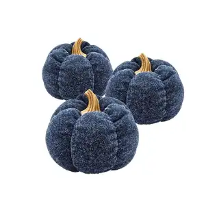 A Set Of 3 Deep Blue Pumpkin Decorations