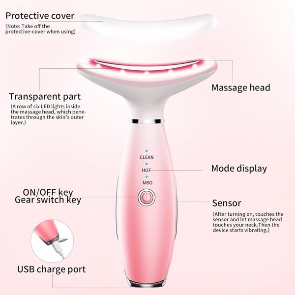 Facial And Neck Massager, Pink Neck Beauty Device thumbnail 3
