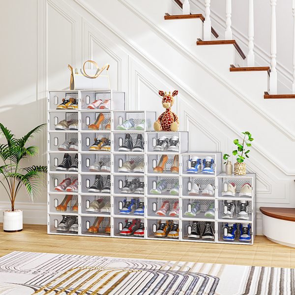 White Small 32PCS 33x23x14cm, Shoebox, Plastic, Grid, Free Combination thumbnail 2