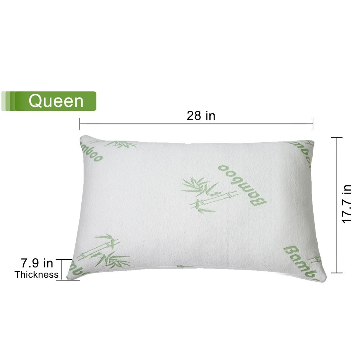 2Pcs Or 1Pcs Bamboo Memory Foam Pillow Hypoallergenic Bed Pillow For Head Neck Rest Sleeping Shredded Pillow Washable Cover Queen Size Pillow - Queen-1Pc thumbnail 2