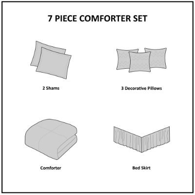 7 Piece Faux Suede Comforter Set - Grey-Queen thumbnail 2