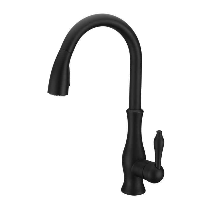 All Copper Rotatable Pull-Out Retractable Kitchen Faucet - Gold thumbnail 4
