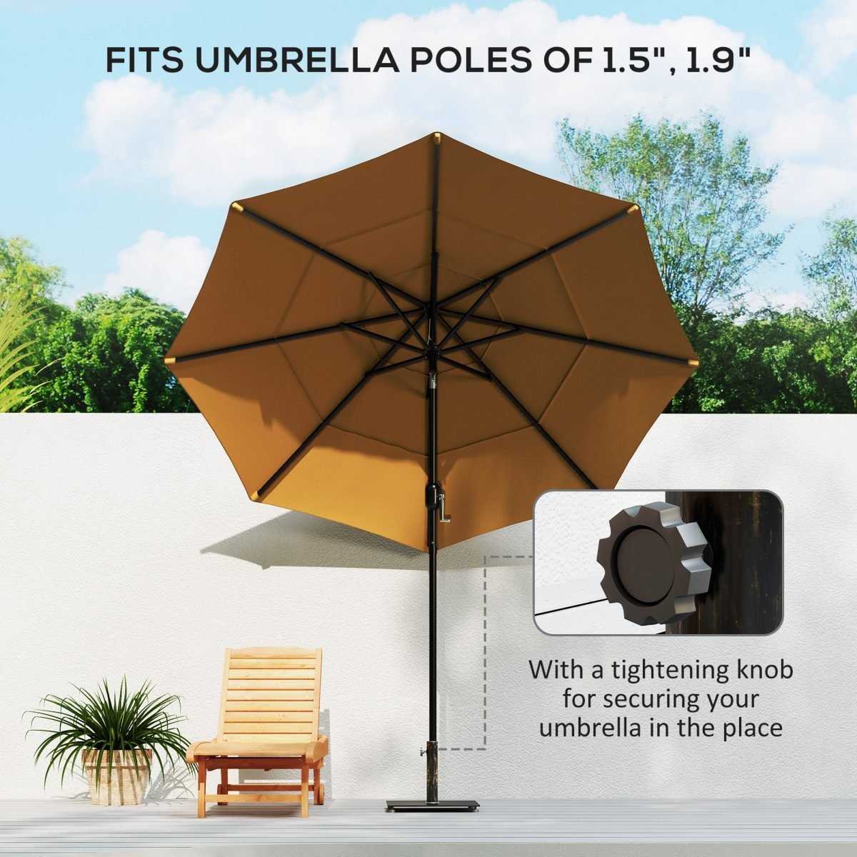 Square Patio Umbrella Base, 29 Lbs Metal Umbrella Stand Base With Adjustable Foot Pads, Heavy Duty Patio Umbrella Holder For 1.51.9 Umbrella Poles For Outdoor, Lawn, Poolside, Bronze thumbnail 2