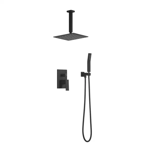 Matte Black Shower Set System Bathroom Luxury Rain Shower Combination Set Ceiling Mounted Showerhead Showerhead Faucet