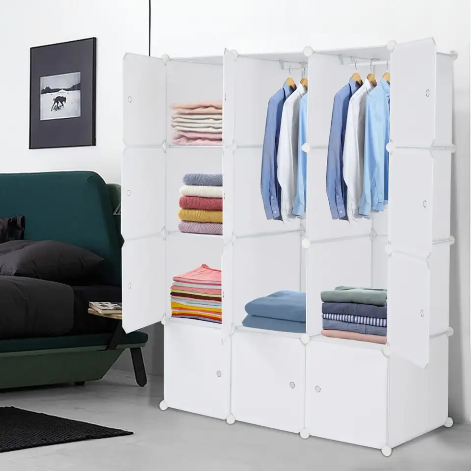 4-layer 12-compartment Rubik's Cube Wardrobe, Plastic, Can Be Freely Assembled DIY Style