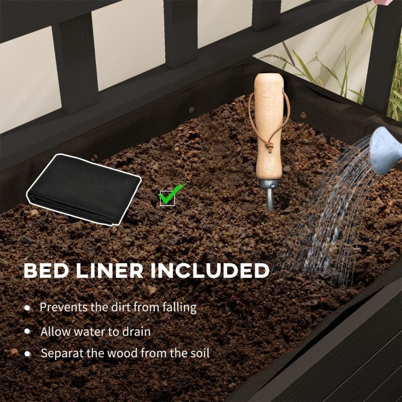 Raised Garden Bed With Trellis And Wheels, Outdoor Planter Wooden Elevated Garden Bed thumbnail 4