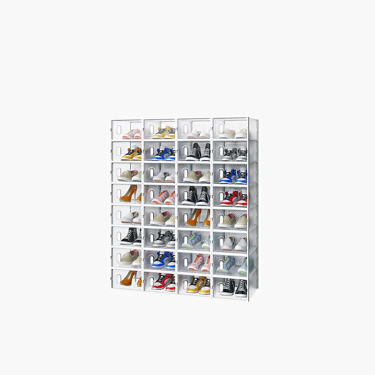 White Small 32PCS 33x23x14cm, Shoebox, Plastic, Grid, Free Combination thumbnail 3