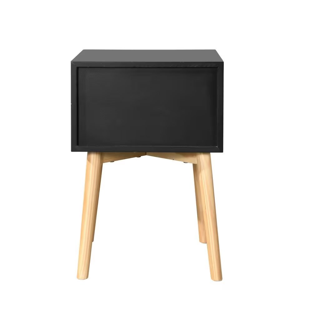 Side Table,Bedside Table With 2 Drawers And Rubber Wood Legs, Mid-Century Modern Storage Cabinet For Bedroom Living Room thumbnail 2