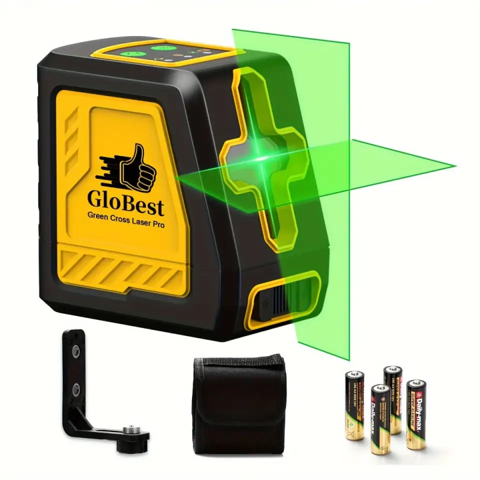 Laser Level, 100Ft Self Leveling Cross Line Lasers, Green Beam Leveler Tool, With Self-leveling, Manual, Pulse Mode, Lazer Level With 360 Degree Magnetic Base And Battery - Yellow