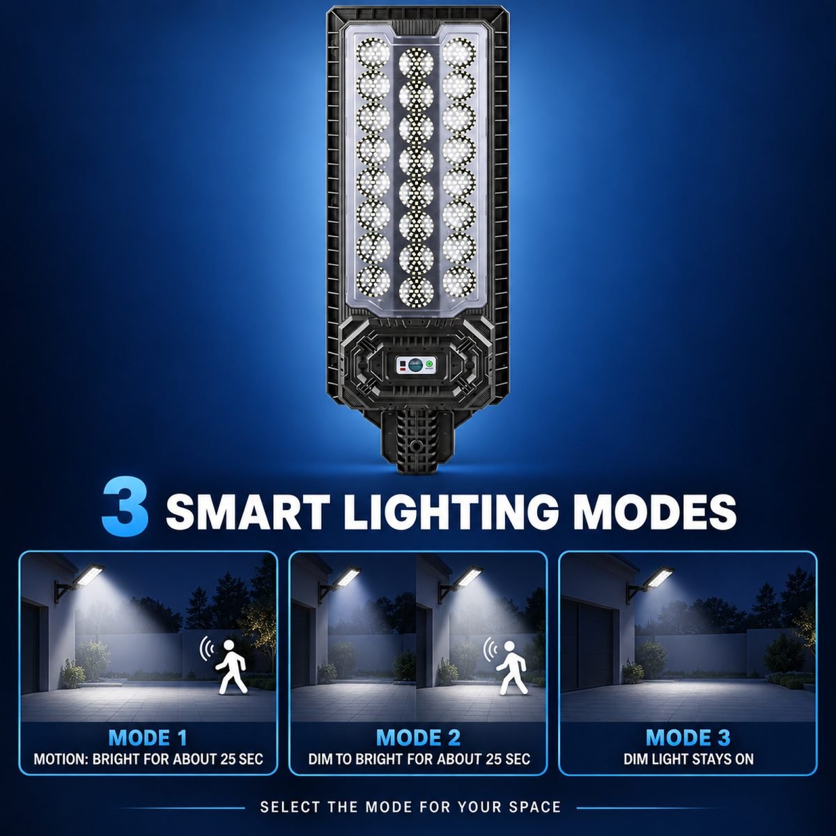 Solar Powered Motion Sensor Outdoor Light W7114 3 Black For Garden Yard Street Wall LED thumbnail 2