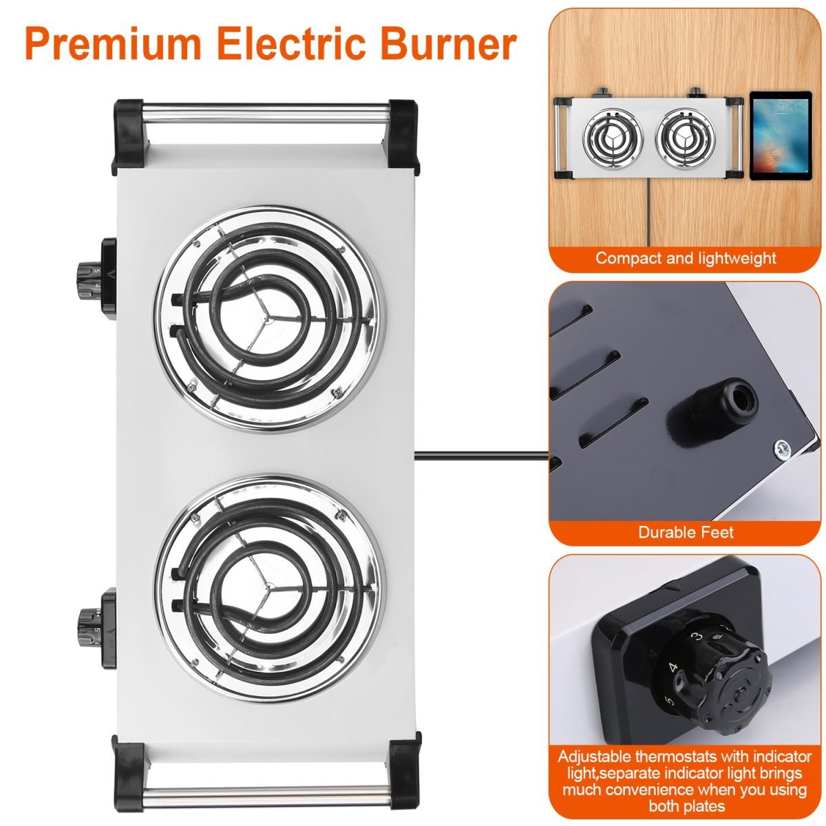 2000 Watt Electric Furnace, Portable Desktop Dual Stove thumbnail 3