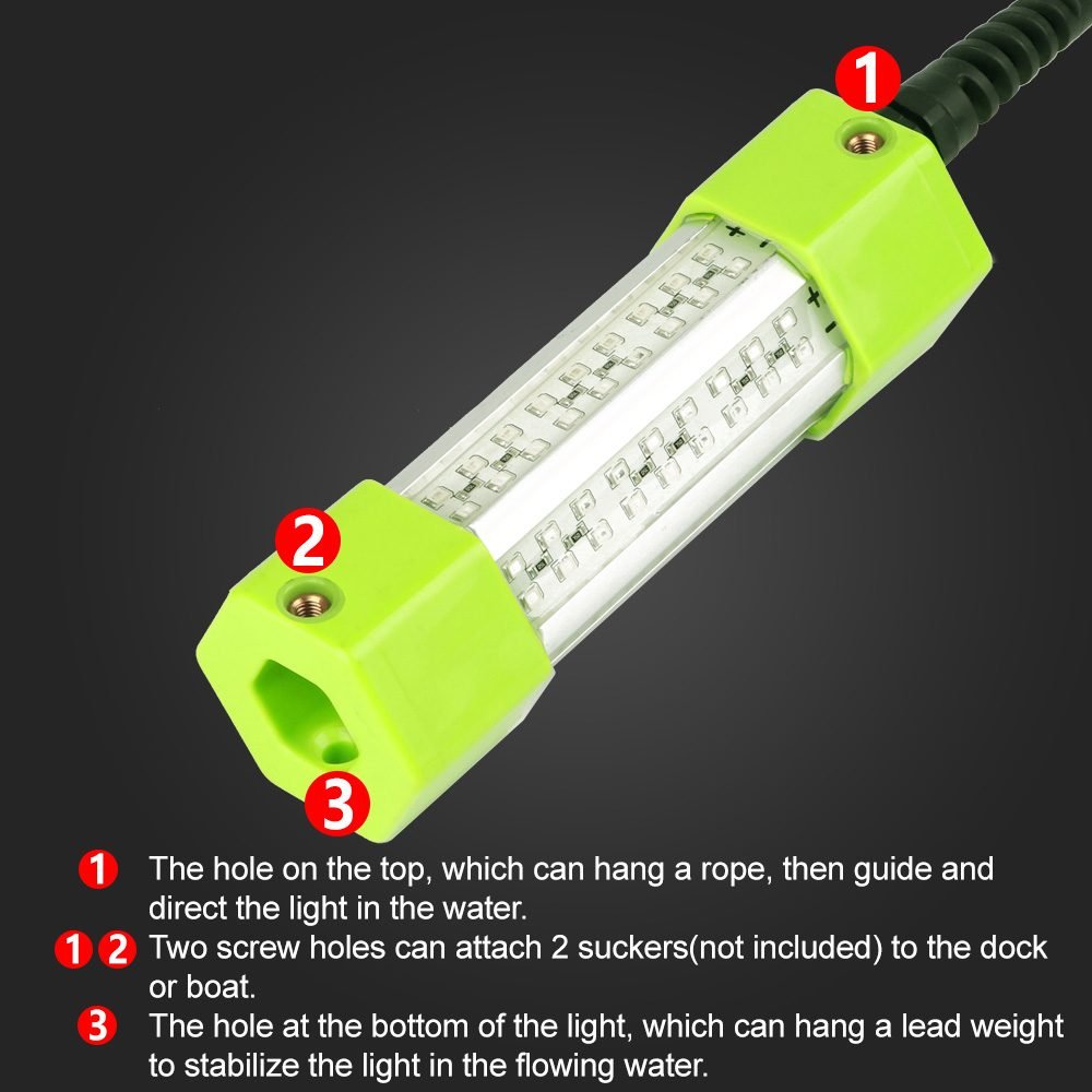 12V Underwater Fish Lure Light 100 Watt Yellow Green Set Fish Fishing Fishing Light Raft Fishing Light Night Fishing Squid - Green-70w thumbnail 3