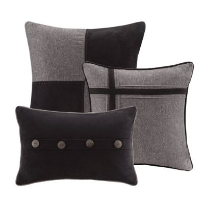 7 Piece Faux Suede Comforter Set - Grey-Queen thumbnail 4