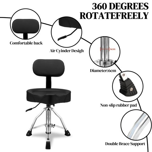 Adjustable Black Drum Stool With Hydraulic Function By Shoulder Strap thumbnail 4