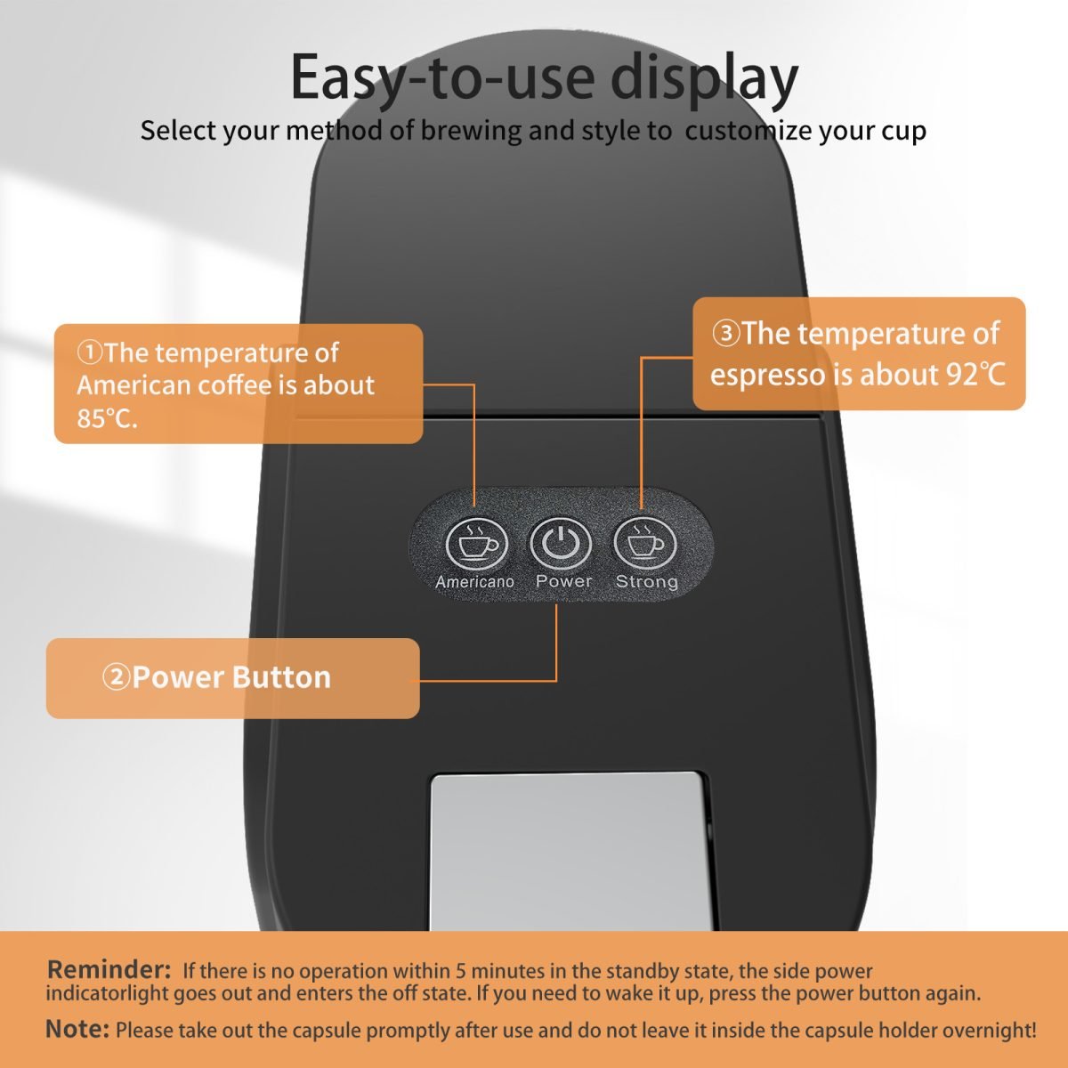 Capsule Coffee Machine Household Mini Small Automatic Multi-function - Black-US thumbnail 4