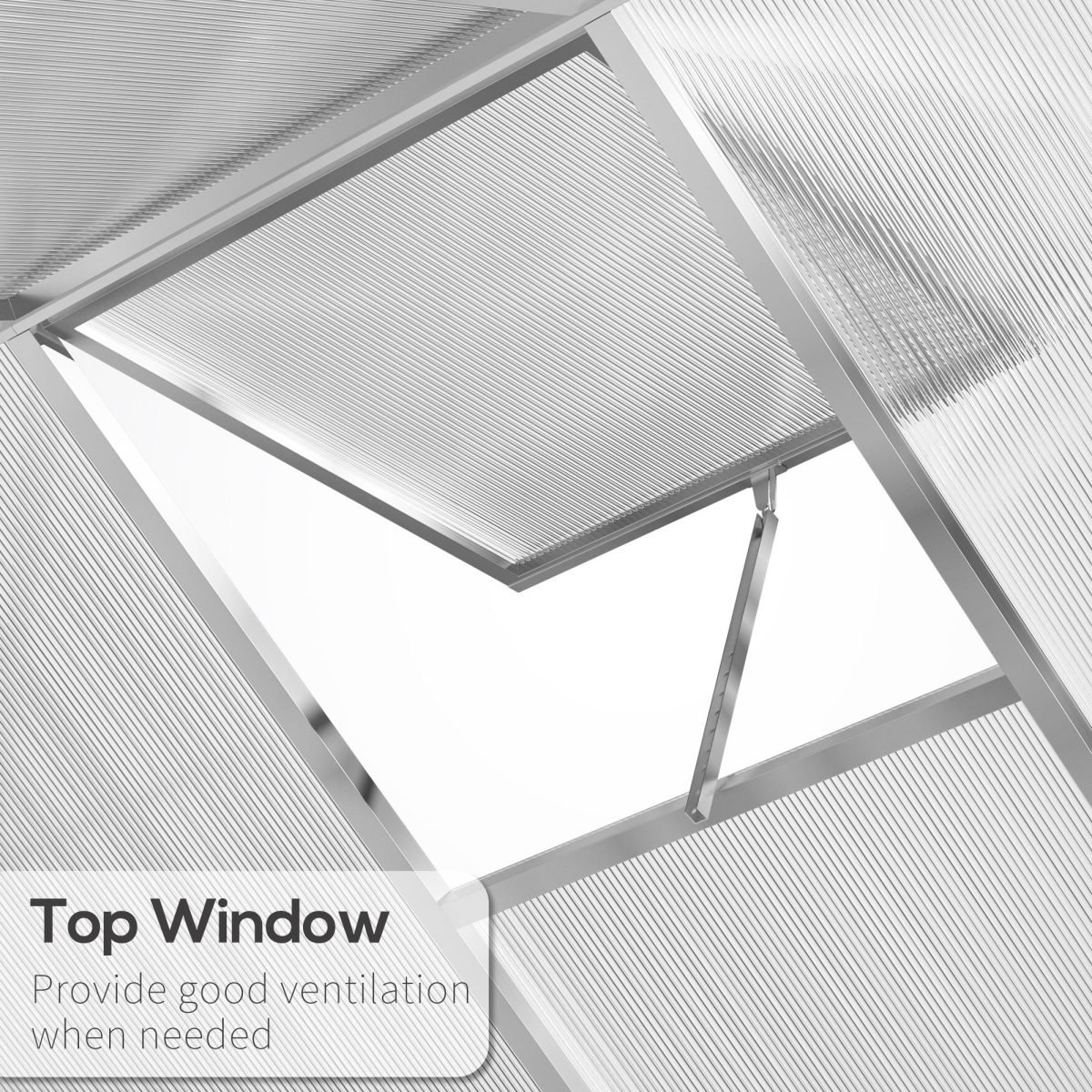 4 L X 6 W Walk-In Polycarbonate Greenhouse With Roof Vent, Outdoor Greenhouse For Winter, Clear thumbnail 3