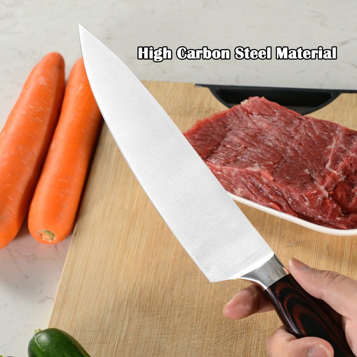 Kegani Japanese Chef Knife 8 Inch - Chefs Knife High Carbon Stainless Steel Knife Kitchen Cooking Knife - Rosewood FullTang Sharp Knife With Sheath thumbnail 2