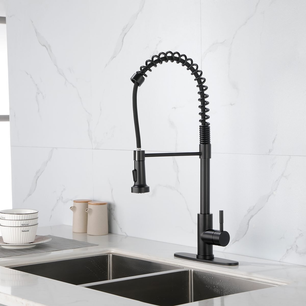 Solid Brass Single Handle Single Rod Downward Spring Kitchen Sink Faucet thumbnail 4