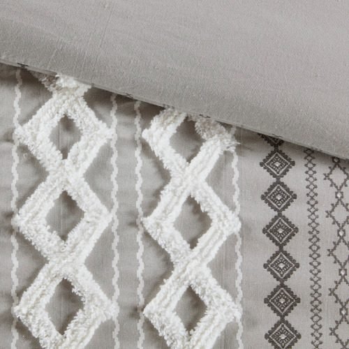 Full Queen Cotton Printed Duvet Cover Set With Chenille thumbnail 4