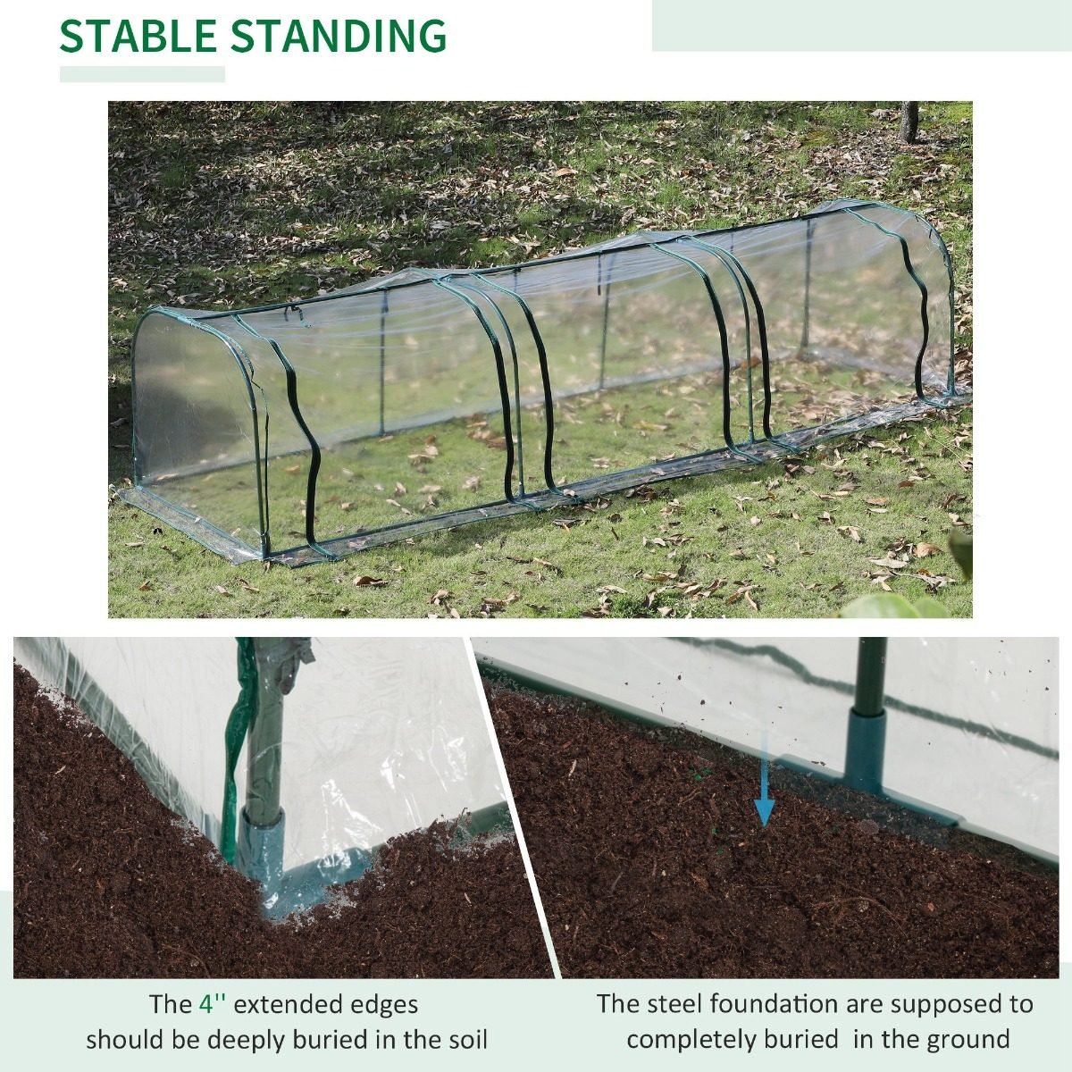 PVC Metal Tunnel Garden Greenhouse Kit thumbnail 2