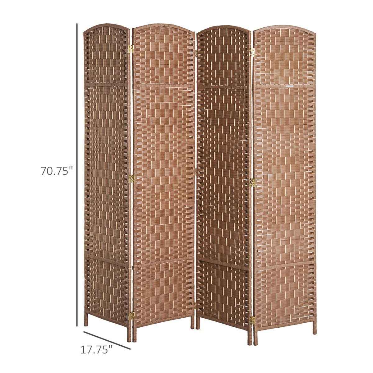 6FT Tall 4-Panel Wicker Weave Room Divider, Folding Privacy Screen, Portable Partition For Bedroom & Home Office, Natural thumbnail 2