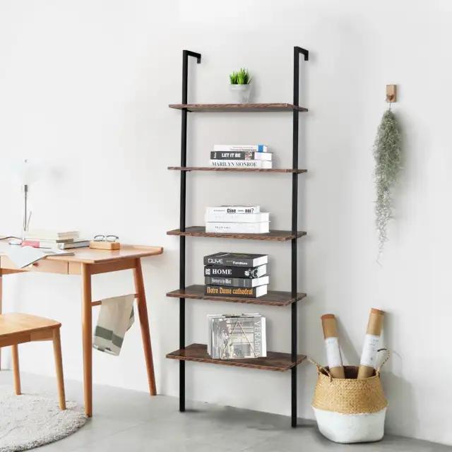 5 Floors Against The Wall Fixed Bookshelves Retro Style