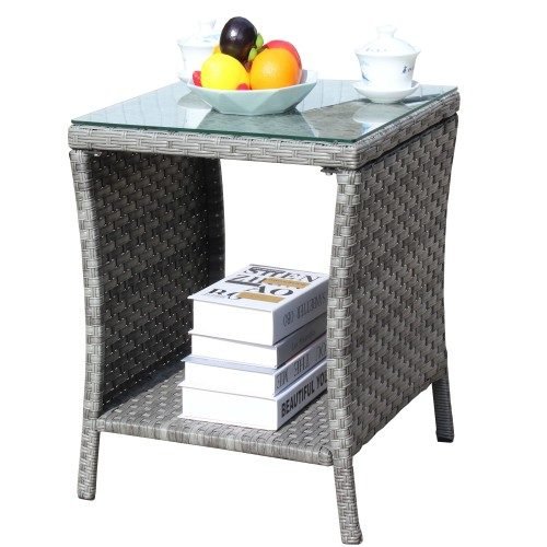 Outdoor Patio Furniture 1 Coffee Table With Clear Tempered Glass thumbnail 2