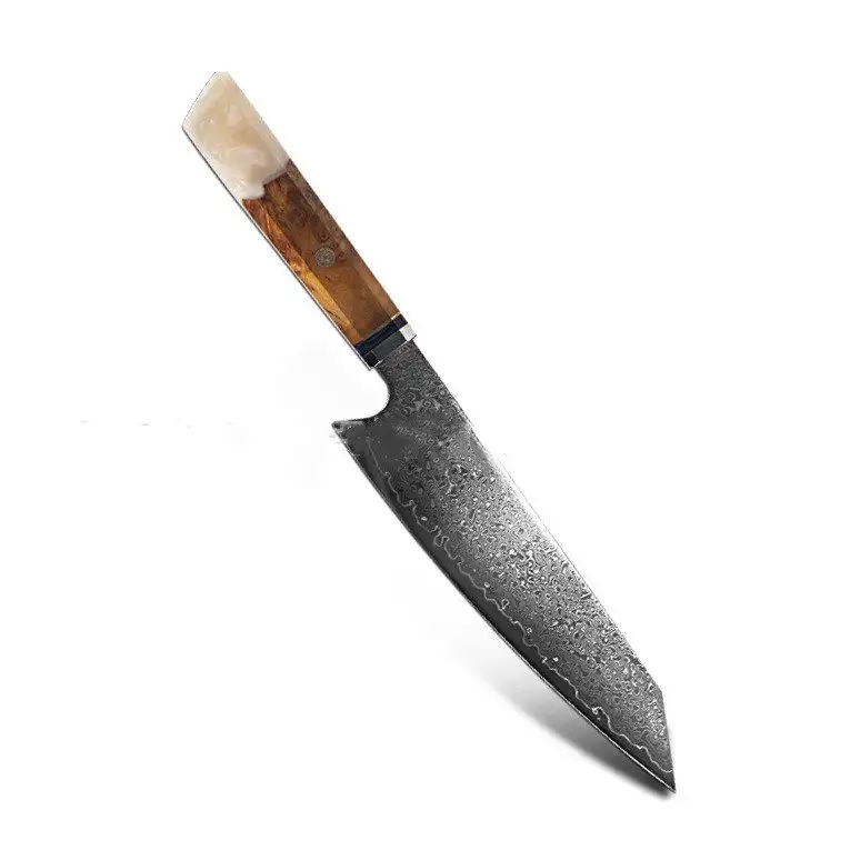 Chef's Knife For Japanese Cuisine In Damascus - Light Blue-34.7cm
