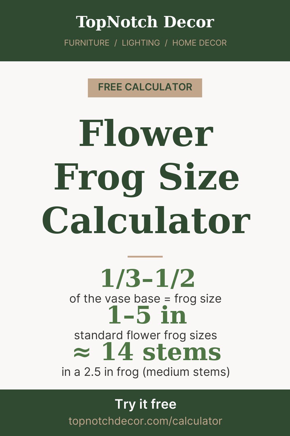Flower Frog Size Calculator – quick sizing rules